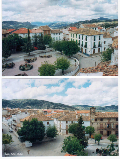 Vista de la Plaza de Noalejo desde la torre del templo parroquial de Noalejo. (Finales de los año 80)